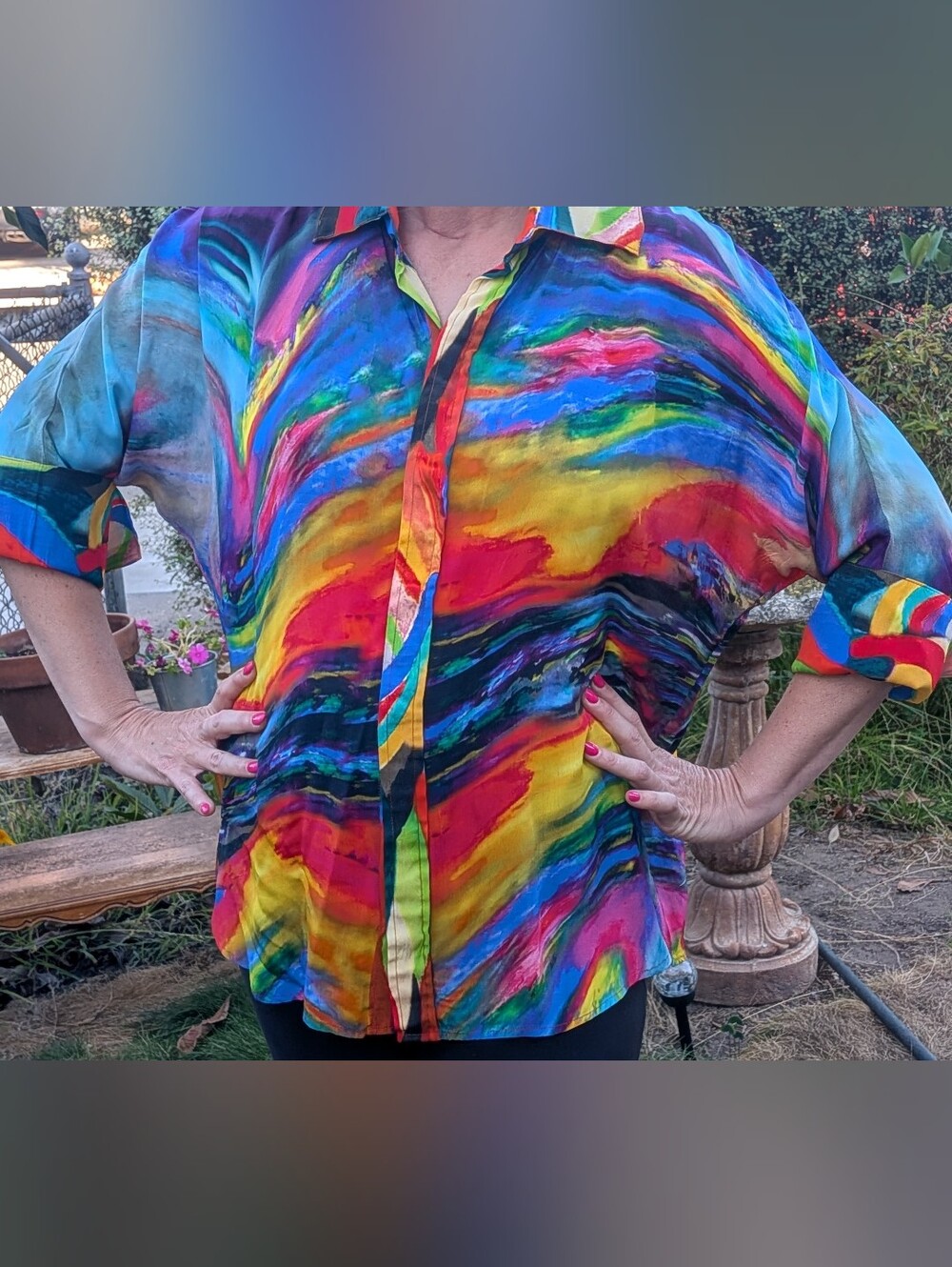 90s Dilemma NY Hand Painted Style Abstract Brushstroke Lagenlook Wearable Art